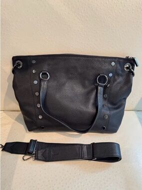 Hammitt Black Leather Daniel | Black​/​Gunmetal | Lrg